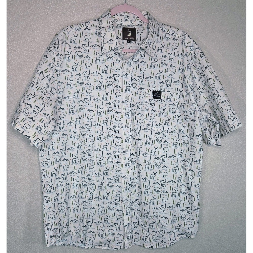 Jack + Sage Estes Park Button Up Shirt XL Outdoor Print Bears Deer Mountains...
